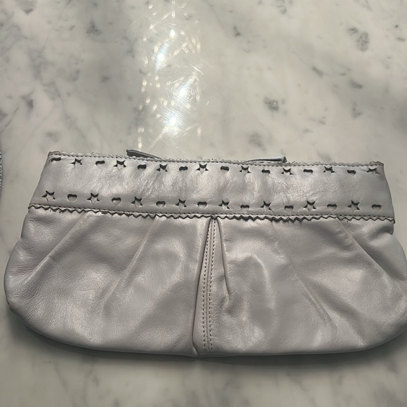 Betsey Johnson white/grey leather clutch - Picture 2 of 9